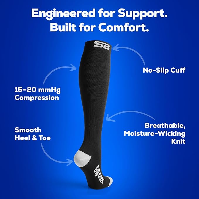 SB SOX Compression Socks for Men & Women (15-20mmHg) | Best Compression Socks for Flying, Medical, Sports, Wide Calf Fit, Pregnancy, and Daily Wear - Image 2