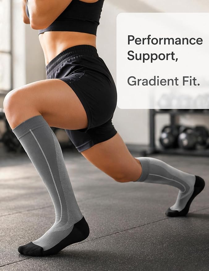 2 Pairs Compression Socks for Women & Men Knee High Nurse Pregnant Cute Medical Running Travel Athletic - Image 4