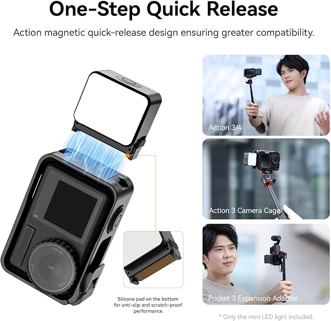 ULANZI LM18 Vlogging Light Mini LED Action Camera Video Light Magnetic Photography Fill Lighting for DJI Osmo Nano Action 3/4 Camera Cage Accessories, Xtra, Ulanzi PK-06 Pocket 3/4 Expansion Adapter - Image 2