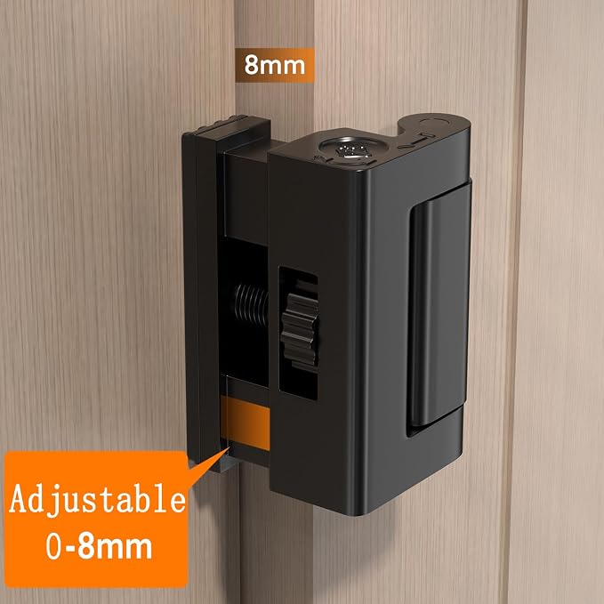 Black Adjustable Portable Door Lock,Security Door Reinforcement Lock | Child proof Safety Door Latches,Zinc Alloy Front Door Lock,No Drill,for Home,Hotels,Apartments Prevents Unauthorized Entry - Image 5