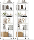 DEANIC 6-Shelf Folding Bookcase with Wheels, Heavy Duty Storage Shelves, Freestanding Metal Wire Shelving Unit for Living Room, Office, Kitchen, Basement, Pantry (White 2 Pack) by ShowNow