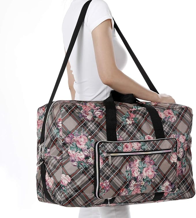 22" Foldable Large Travel Duffel Duffle Bag Sports Gym Tote Bag For Women Overnight Carryon Weekend Bag Shoulder Bag Water Resistant - Image 2