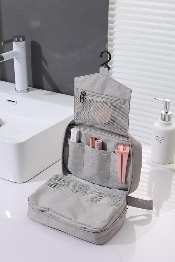 FabDay Small Travel Hanging Toiletry Bag Makeup Toiletries Bag Waterproof Men Black - Image 4