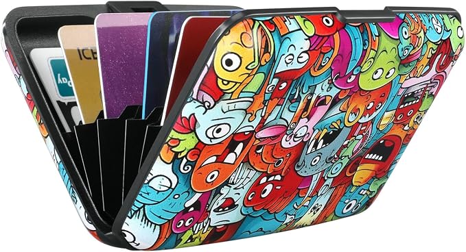 RFID Aluminum Wallet Credit Card Protector Case Holder for Men Women | Mini RFID Aluminum Wallet Credit Cards Holder Business Card Case Metal ID Case for Men Women(Monsters) - Image 6