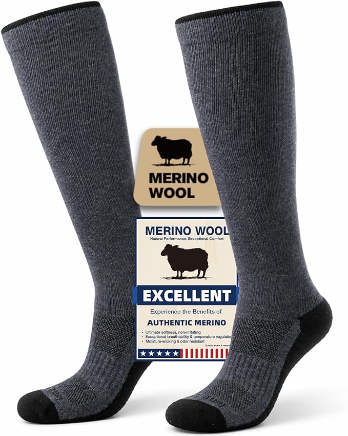 Merino Wool Compression Socks for Women & Men, 20-30 mmHg Knee High Dryarn Socks for Flying, Travel by Unknown