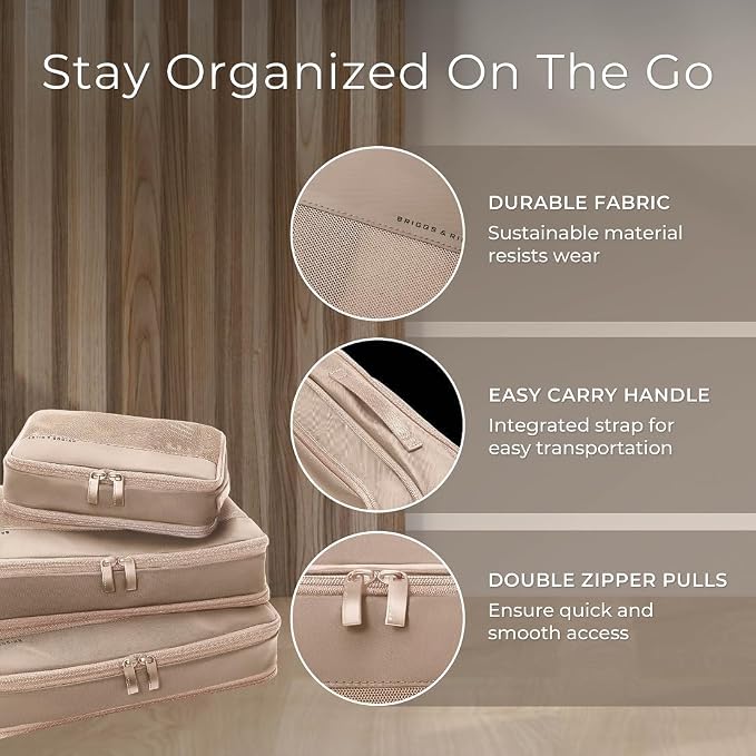 Briggs & Riley Travel Essentials Carry-On Compression Packing Cube Set, Tan - Image 2