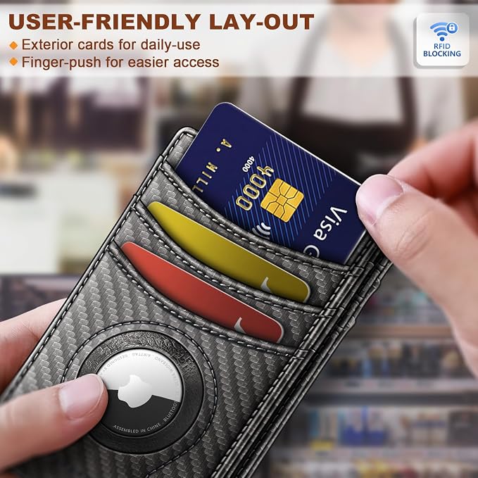 BULLIANT Magnetic Slim Leather Airtag Wallet Money Clip For Men 12Cards | RFID Blocking | Easy Access | Gift Boxed | Pocket Fit - Image 5