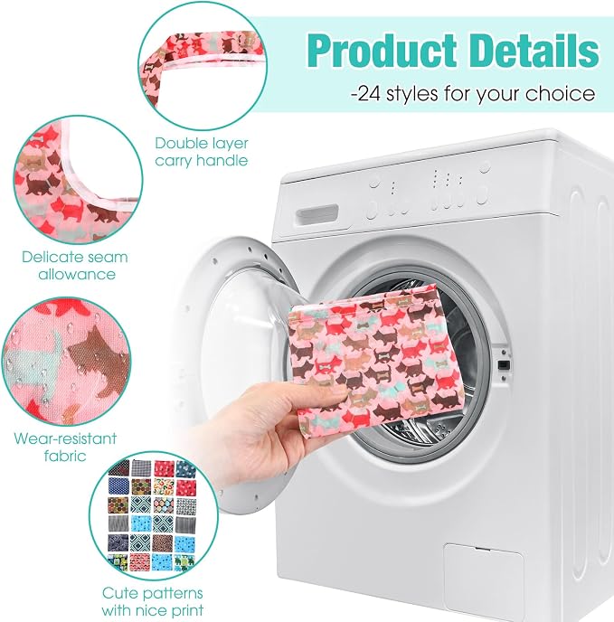 Eccliy 24 Pieces Reusable Grocery Bags Polyester Shopping Bags for Groceries Multi Colors Reusable Foldable Shopping Tote (Geometric Rules) - Image 3