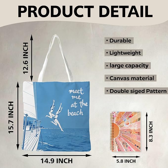 Summer Coastal Beach Canvas Tote Bag - Image 6