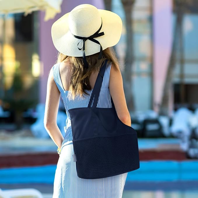 KABAQOO Large Beach Bag Waterproof Sandproof Tote Bag for Women with Zipper & Mesh Pockets for Pool Swim Travel Everyday | waterproof - Image 2