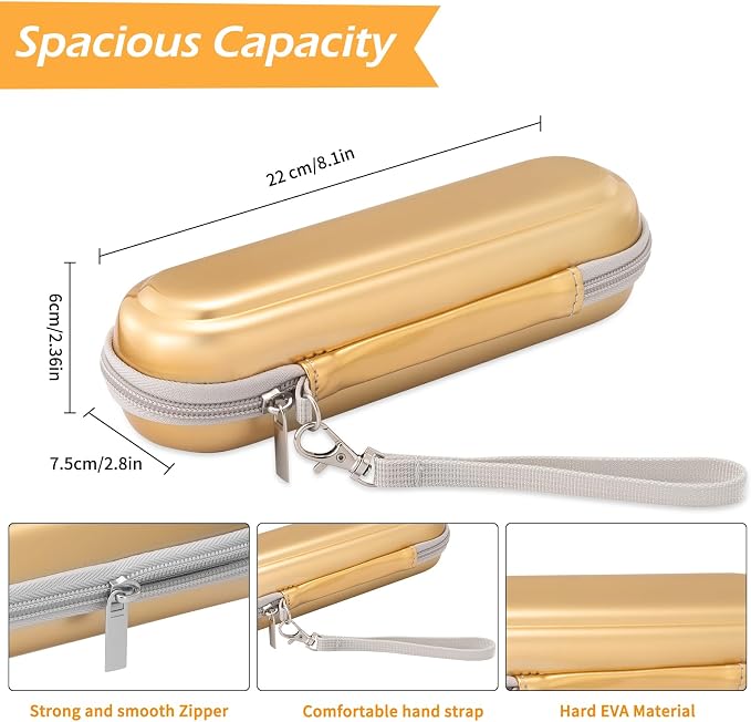 Toothbrush Travel Case for Oral B/Oral-B Pro 1000 1500 5000 7000 & Philips Sonicare 4100 1100 5300 5100 6100/iO Electric Toothbrush, Hard Protective Storage Bag (Dazzling Gold with toothbrush cap) - Image 3