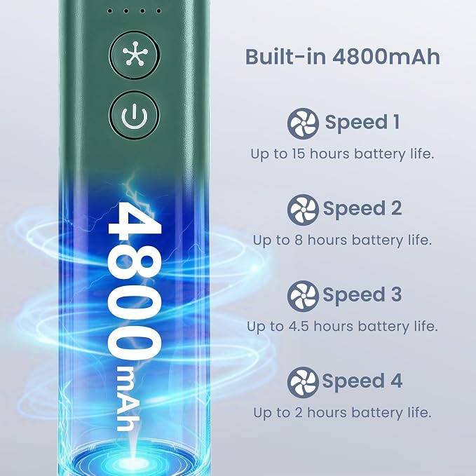 Foldable Handheld Fan with Ice Cooling - 4 Speed Rechargeable Mini Portable Fan, Ultra-Lightweight Personal Air Cooler for Desk, Travel and Makeup, Green - Image 7