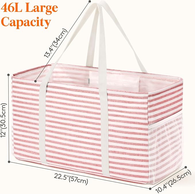 Lifewit Extra Large Tote Bag, Reusable Grocery Bags with Metal Wire Frame and Handles - Image 4