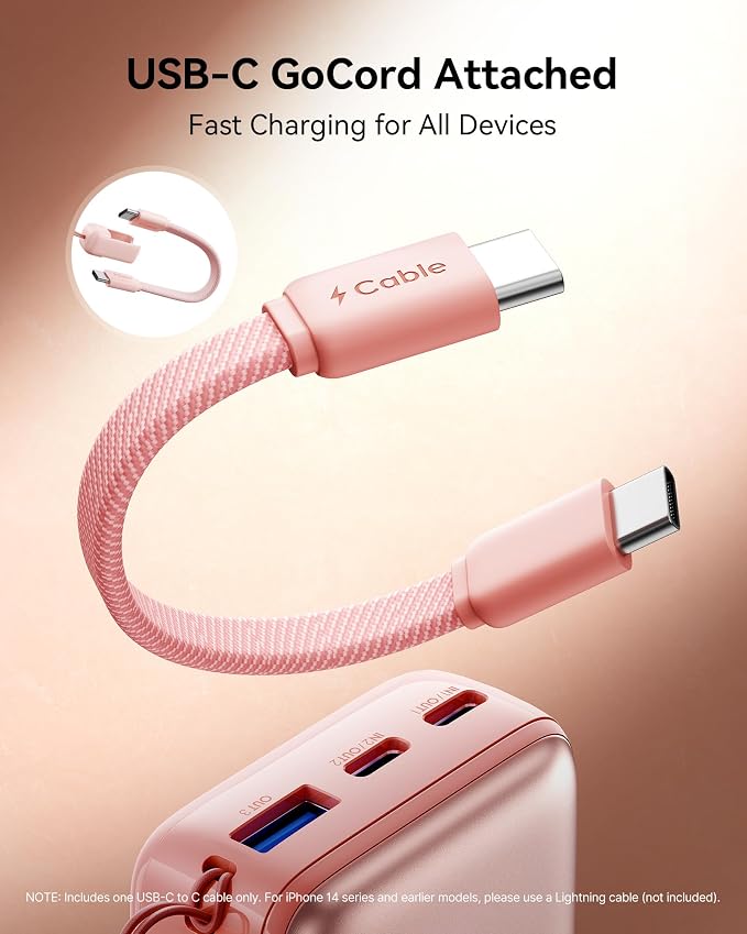 INIU Portable Charger, Ultra Mini 10000mAh 45W Fast Charging Power Bank | Flight-Safe, USB-C Cable, Travel Essential, 45W Battery Phone Pack for iPhone 17 16 Samsung S26 Google iPad etc, Light Purple - Image 6