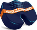 Memory Foam Seat Cushion for Office Chair, Car Seat, Blue, XXL | Office Chair Cushion for Car, Airplane - Chair Pad for Long Sitting Sciatica, Hip, Coccyx,Tailbone Pain Relief, Butt Pillow by TushGuardSeatCushonsPillows