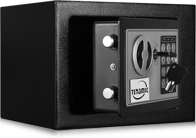 TENAMIC Safe Box 0.23 Cubic Feet Electronic Digital Security Box, Keypad Lock Box Cabinet Safes, Solid Alloy Steel Office Hotel Home Safe, Black - Image 5