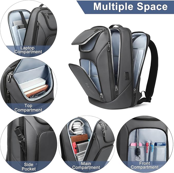 hk Business Smart Backpack for Men Anti-Theft for 17.3 Inch Laptop | with USB Charging Port Water-Resistant Large Durable Compact 30L for Travel College Work - Image 8