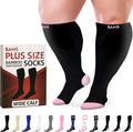 BAMS Plus Size Compression Socks Wide Calf XL XXL XXXL – Graduated Knee-High Support, Viscose from Bamboo Easy-On/Easy-Off by BAMS