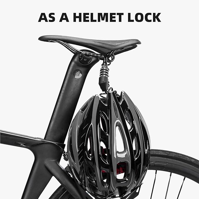 ROCKBROS Motorcycle Helmet Lock Combination 4 Digit Lightweight Cable | 0.18" Thick Anti-Cut Steel, Extends to 60", 100g Ultra-Light, PVC Coating Scratch-Free, for Helmet/Wheel/Stroller/Luggage - Image 4