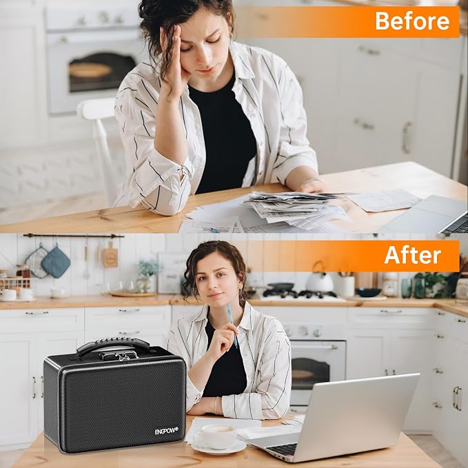 ENGPOW Fireproof Money Box with Lock & Heat-Resistant Fireproof Zipper | 6400°F 12-Layer Fire Protection,Small Hard Case with Multi-Pocket,Portable Home Chest Safe Storage for Money, Jewelry, Black - Image 9