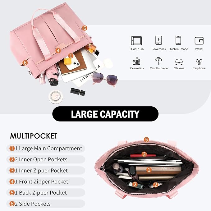 Corduroy Tote Bag for Women Crossbody Bags Lightweight Handbags Shoulder Bag with Zipper Pockets for Work Shopping - Image 3