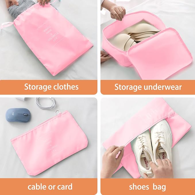 Packing Cubes for Travel- 8 Set Luggage Organizer Bags for Family, Mesh Breathable Travel Packing Cubes for Suitcases Durable Travel Essentials Bags Set (Pink, 8 Set) - Image 2