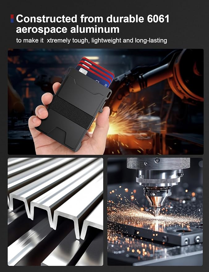 dwnkove Slim Card Holder Wallet for Men, Upgrade Minimalist Metal Pop Up Wallets, Ultra-Thin Design, Smart Wallet for Men, Front Pocket RFID Blocking Wallets, Holds 12+ Cards Plus Cash - Image 6