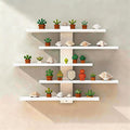 No Drill Floating Shelf for Wall, 5-Tier Wall Mounted Organizer, Damage-Free Display Shelf for Collectibles, Figures, Bathroom Kitchen Storage, White by Frawenleco
