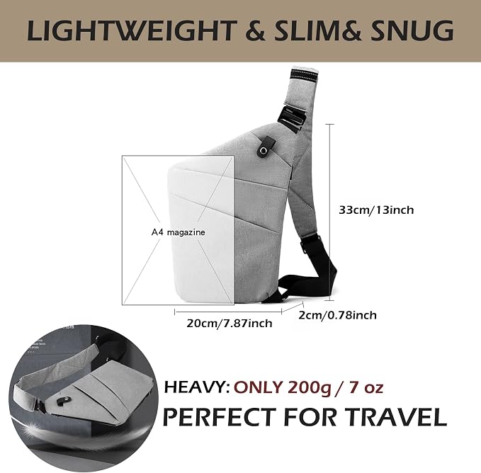 Anti Theft Crossbody Bags for Women Men, Multi-Pocket Shoulder Bag, Slim Sling Purse with 2 RFID Blocking Card (Right Shoulder-Purple) - Image 4