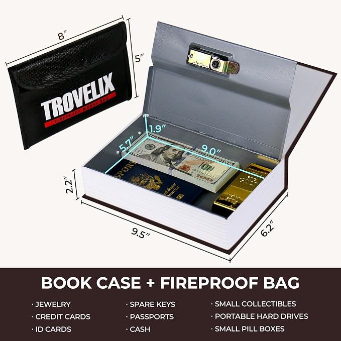 Book Safe with Combination Lock, Hidden Safe (9.5 x 6.2 x 2.2 Inch) with Fireproof Bag, Secret Diversion Safe, Hollow Book Box Hidden Storage, Money Safe Box for Cash (Bible) - Image 4