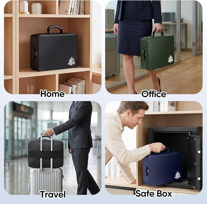 BALEINE Fireproof Document Box with Lock, Portable Fireproof Document Bag Waterproof Fire Proof File Boxes for Documents, File Organizer Box for Important Paperwork (Blue, 15''x11''x4'') - Image 8