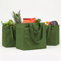 VeraMia Canvas Grocery Bag 3pc XL Set with Real Pockets, Long Shoulder Strap and Short Handle. Heavy Duty, Foldable, Washable by VeraMia