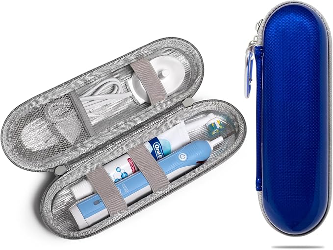 Nincha Hard Shell EVA Electric Toothbrush Case - Waterproof, Shockproof, Moisture Resistant, Large Size Fits Oral-B iO, Pro, Smart Series, Philips Sonicare (Blue) by Nincha