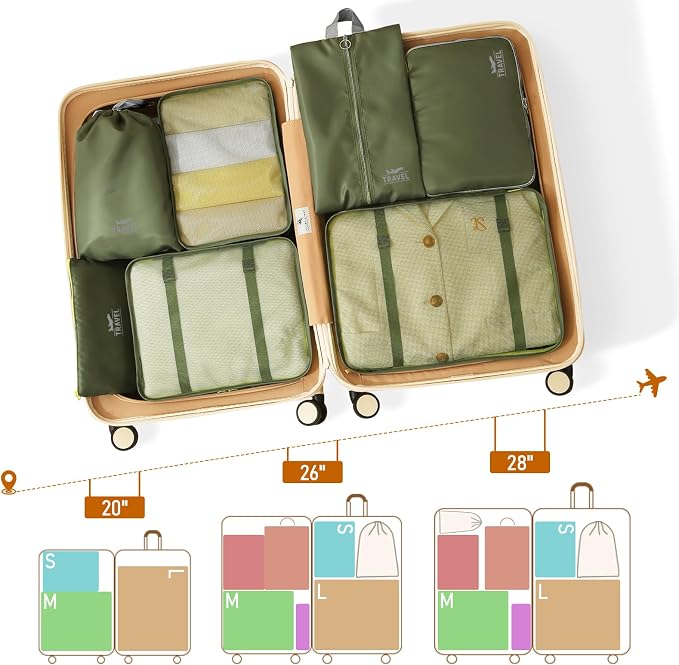 Packing Cubes for Travel- 8 Set Luggage Organizer Bags for Family, Mesh Breathable Travel Packing Cubes for Suitcases Durable Travel Essentials Bags Set (Green, 8 Set) - Image 2