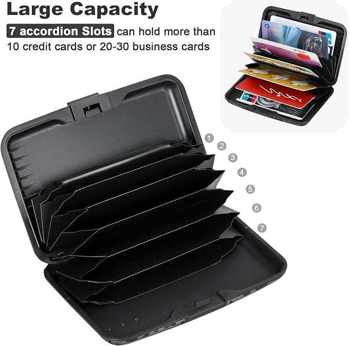 Mini RFID Aluminum Wallet Credit Cards Holder Business Card Case Metal ID Case for Men Women(Black Leopard Print) - Image 5