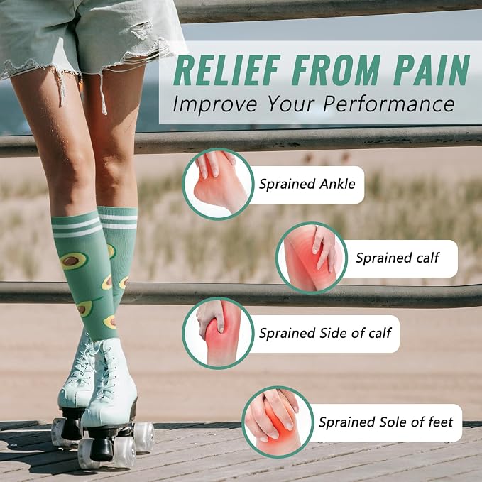 fenglaoda Compression Socks Women Men 4 Pairs, Knee High Support Socks for Running, Sports, Travel, Flight, Nurse - Image 4