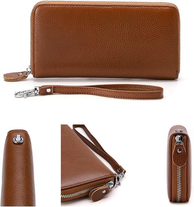 Moflycom Womens Wallet RFID Blocking Genuine Leather Zip Around Wallet Clutch Wristlet Travel Long Purse for Women - Image 3