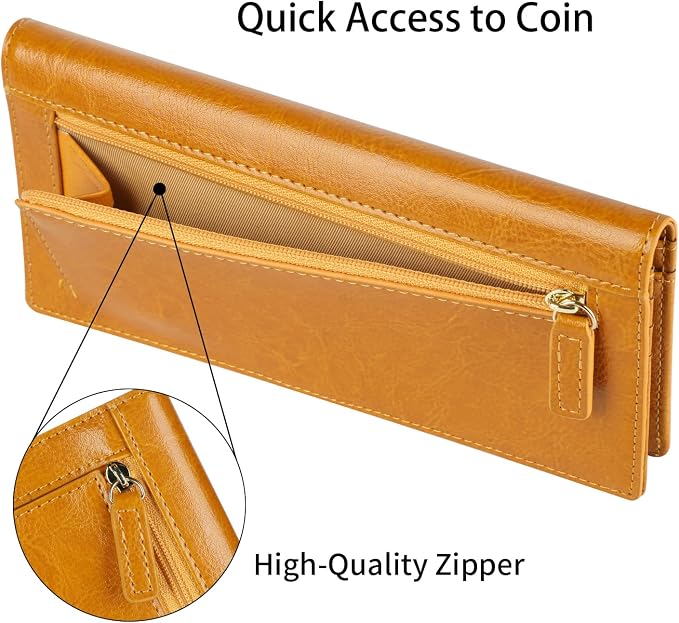 Ultra Slim Thin Leather Women Wallet RFID Blocking Credit Card Holder Bifold Long Ladies Billfold - Image 6