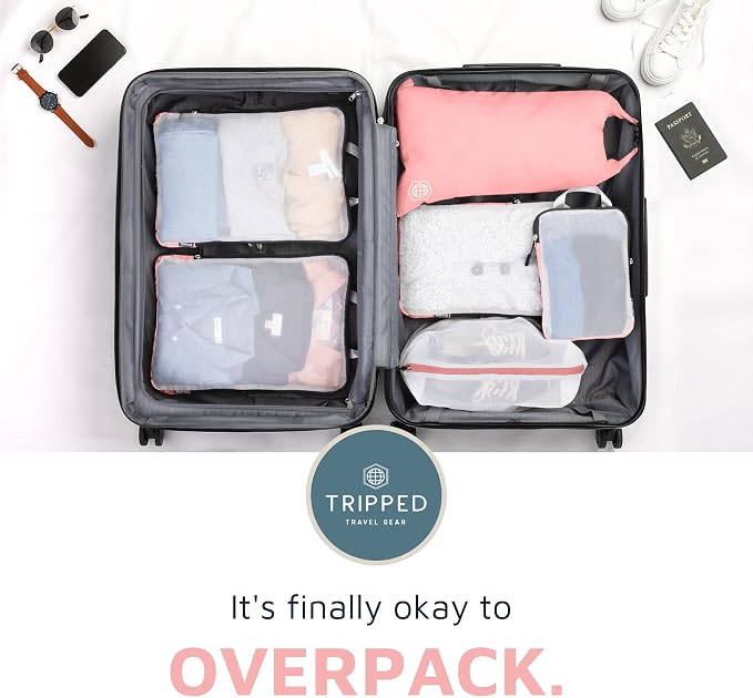 TRIPPED Travel Gear Large Compression Packing Cubes with Mesh 6-Piece Set | See-Through Mesh Organizers Maximize Space While Keeping Clothes and Travel Gear Organized and Easy to Find - Image 7