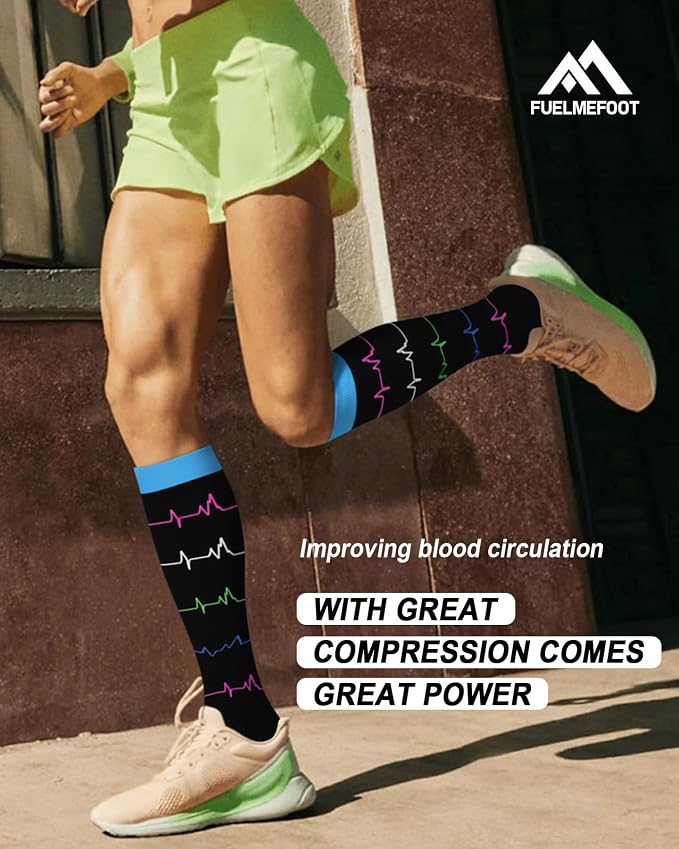 6 Pairs Compression Socks for Women & Men 15-20mmHg Knee High Socks | Graduated Compression Socks Supports Circulation, Ideal for Nurses Pregnancy, Travel, Flying, Running & Daily Wear - Image 4