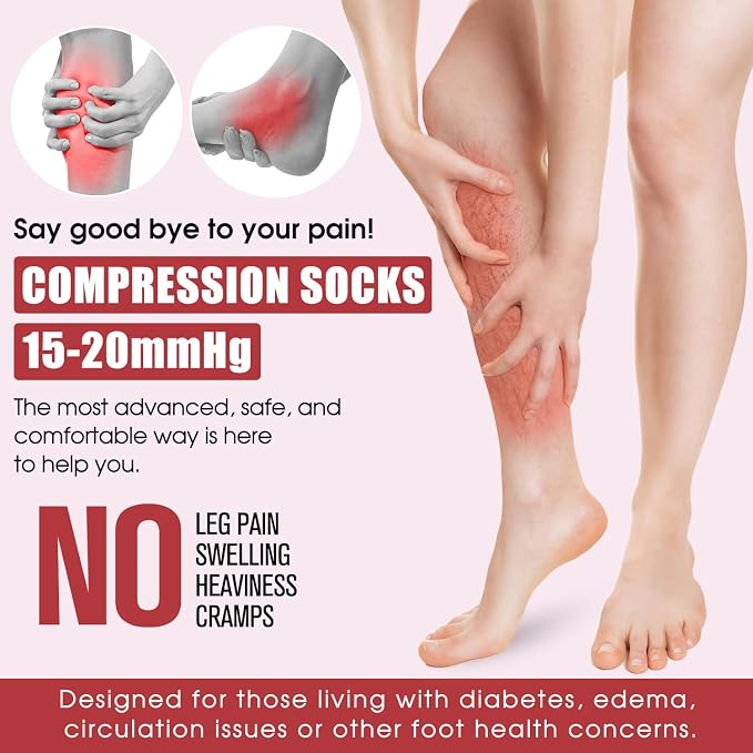 COOLOVER 4 Pairs Compression Socks for Women & Men Circulation 15-20mmHg -Best Support for Nursing, Athletic, Cycling, Flight - Image 6