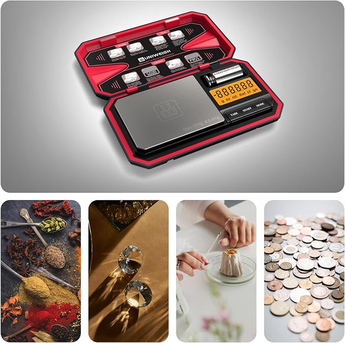 Travel Digital Pocket Scale 200g/0.01g, Digital Gram Scales | Mini Food Scale with 50g Calibration Weight for Food, Powder,small items, Tea, Jewelry, Coins (Battery Included)-Red - Image 6