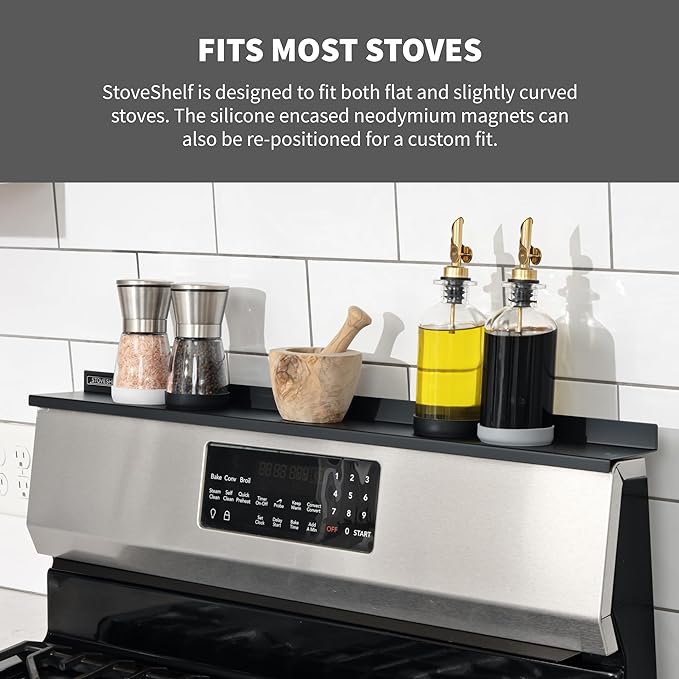 StoveShelf 24" Apartment Length Black Magnetic Shelf for Kitchen Stove - Kitchen Storage Solution with Zero Installation - Over Stove Spice Rack Organizer - Image 5