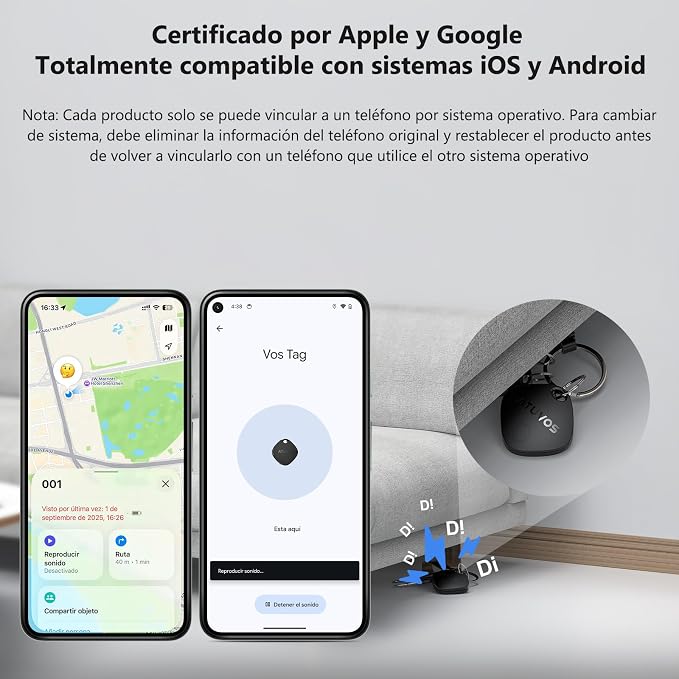 ATUVOS 2026 New Dual System Air Tracker Tags-2 Pack, Compatible with Apple Find My (iOS) & Google Find Hub (Android) [Not for Huawei], Bluetooth Tracker Smart Tag for Keys, Luggage, Backpack, Suitcase - Image 2