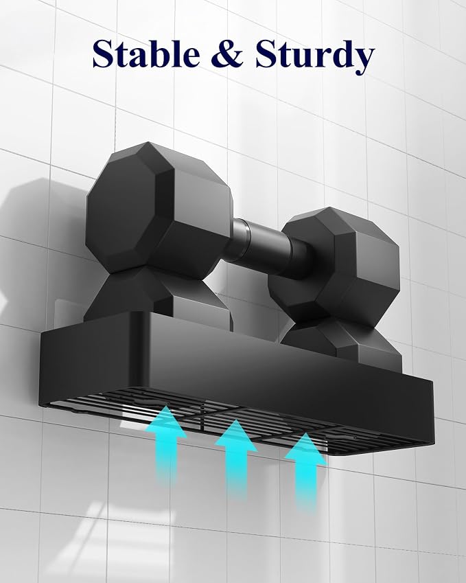 Kitsure Shower Caddy - 2 Pack Adhesive Shower Organizer, Rustproof Metal Shelves, No-Drill Bathroom Organizers and Storage, Black, XX-Large | 2 Pack Shower Shelf for Inside Shower, 100% Rustproof Metal Shelves, No-Drill Bathroom Organizers and Storage - Image 4