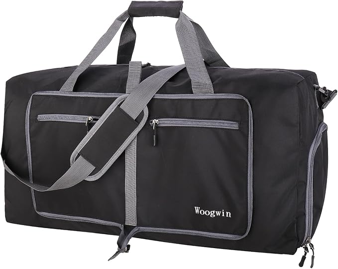 Woogwin Travel Duffel Bag Large Foldable Waterproof Overnight Bag for Beach Swim Bags Pool Sports Gym by woogwin