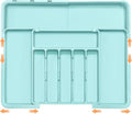 Silverware Organizer Expandable Kitchen Utensil Drawer Organizer Large BPA Free Adjustable Cutlery Silverware Tray for Spoons Forks Knives Storage Divider for Kitchen Flatware 6-9 Slots Turquoise by Spaclear