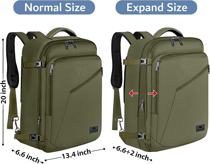 MATEIN Mens Backpack for Travel, Extra Large Expandable Carry on Backpack | Travel Backpack, Hideaway Shoulder Strap, Heavy Duty Daypack, Water Resistant, Travelling Essential, Gifts for Men Women - Image 5