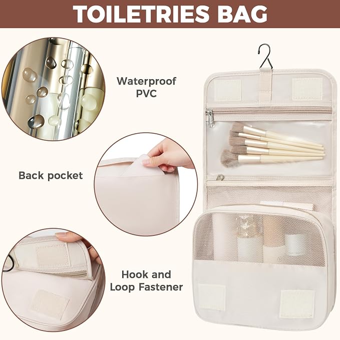 BAGAIL 4 Set/6 Set/8 Set Compression Packing Cubes Travel Accessories Expandable Packing Organizers (Half Mesh, 8-Beige) - Image 5