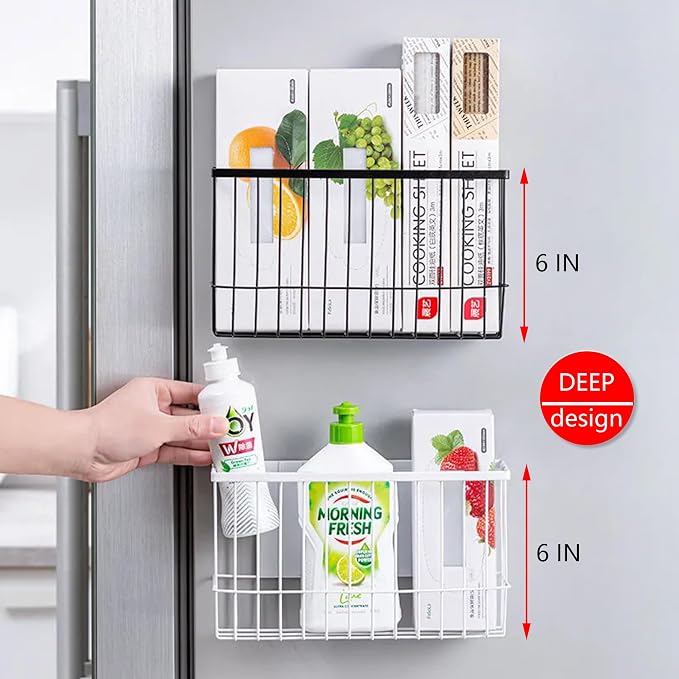 Magnetic Shelf Fridge Basket Bin for Washer Dryer Locker Whiteboard Cabinet | No Drilling No Assembly, Reusable Magnet Organizer Kitchen Laundry Storage Rack Container Holder Home Office Classroom - Image 3